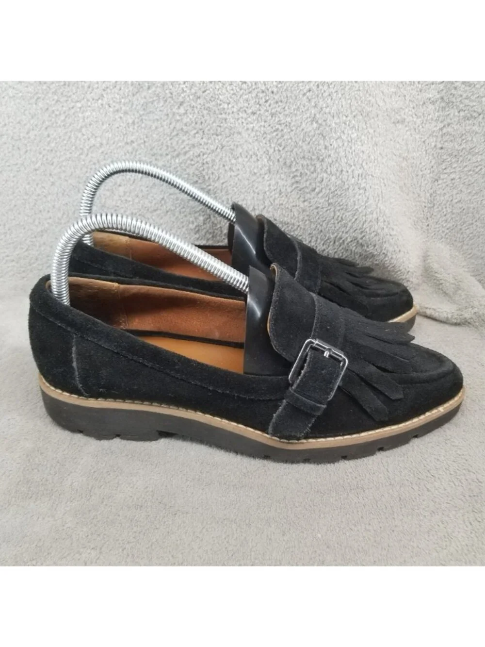 Franco Sarto Shoes Womens Size 7 Darius Black Suede Pointed Toe Loafers *Read*